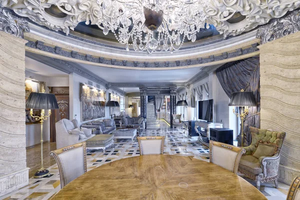Rosja Moscow Region Projektowanie Wnętrz Pokój Dzienny Nowy Luksusowy Dom — Zdjęcie stockowe