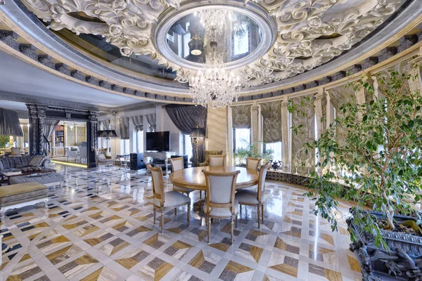 Russia Moscow Region Living Room Interior Design New Luxury House — стоковое фото