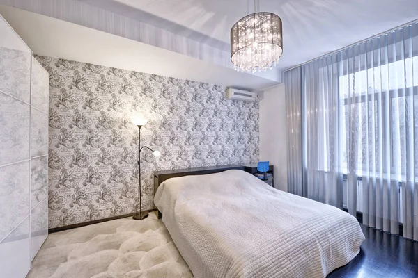 俄罗斯莫斯科 现代室内设计卧室镇房地产 — 图库照片