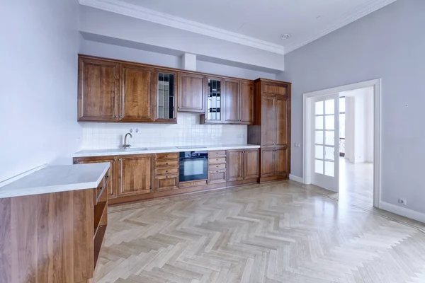Kuchyně Masivní Dřevo Klasickém Stylu Moderním Domě — Stock fotografie