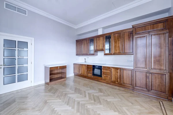 Cocina Madera Maciza Estilo Clásico Una Casa Moderna — Foto de Stock