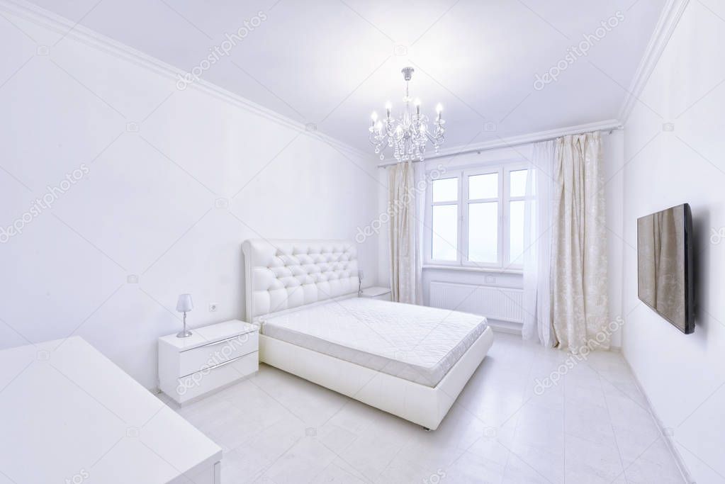 Bedroom interior in white color modern house.
