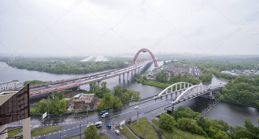 Moscow embankment and road bridges.
