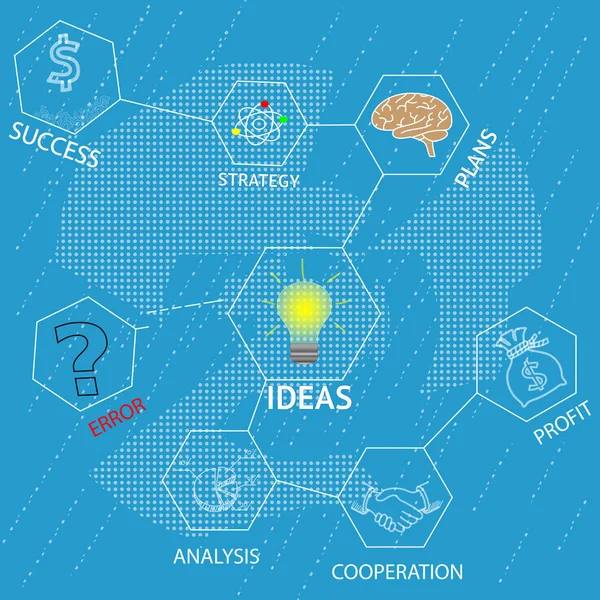 ビジネス成功戦略計画のコンセプト アイデアを描画要素の創造的な電球。ベクトル — ストックベクタ