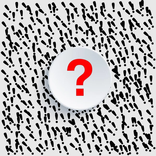 Logo with a question mark on a background with exclamation marks