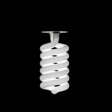 İzole edilmiş siyah arkaplanda floresan ampulü