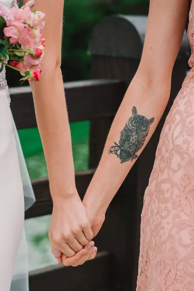 Сова Татуювання Руці — стокове фото