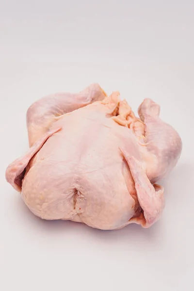 Surowy Kurczak Izolowany Białym Tle Nieugotowany Kurczak Duży Gruby Odpoczywa — Zdjęcie stockowe