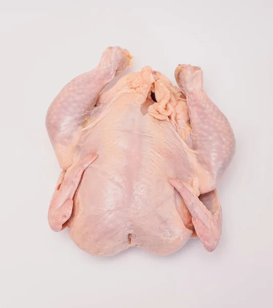 Beyaz Arka Planda Çiğ Tavuk Pişmemiş Tavuk Büyük Kalın Arkasında — Stok fotoğraf