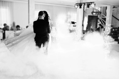 Yeni evli ile farklı renkli ilk düğün dansı şaşırtıcı