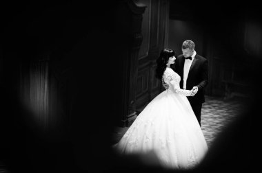 Kraliyet düğünü çift palac adlı büyük taş şömine arka plan