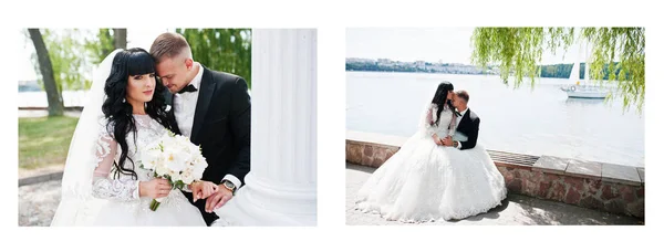 Dua halaman buku foto pasangan pengantin yang elegan. Wide wedding p — Stok Foto