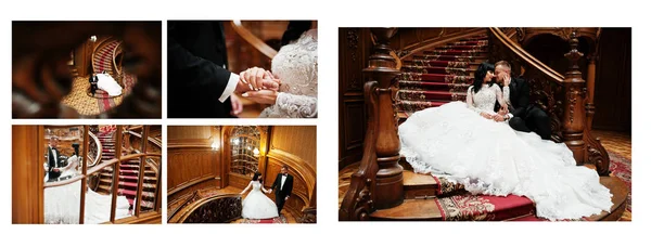 Dual pages of photo book elegance wedding couple. Wide wedding p — Stock Photo, Image