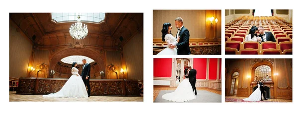 Dual pages of photo book elegance wedding couple. Wide wedding p — Stock Photo, Image