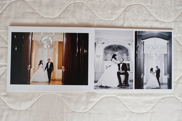 Álbum de fotos do casamento 30x40. Páginas duplas de foto livro elegância casado — Fotografia de Stock