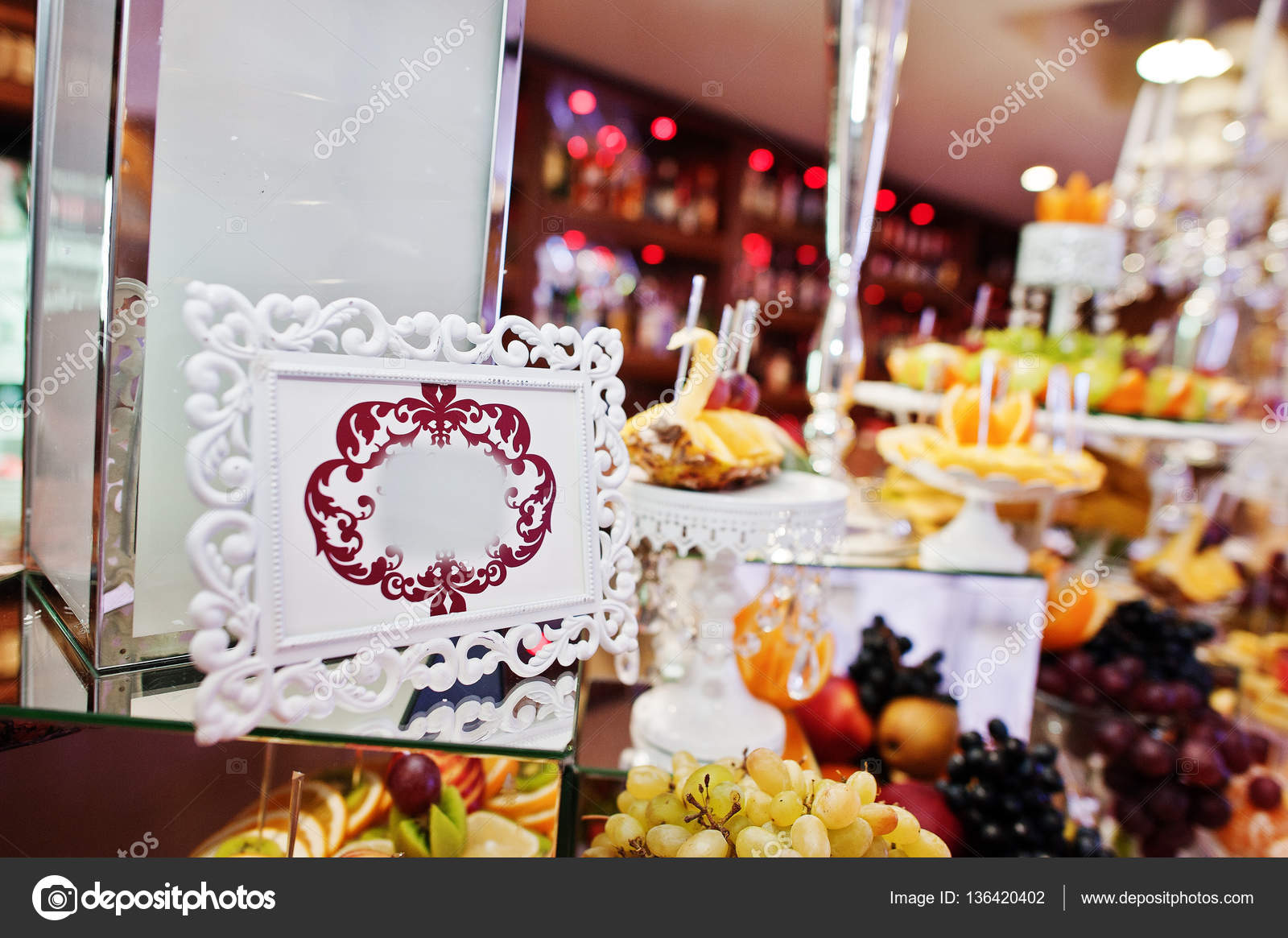 Red And Gold Wedding Reception Frame With Red Pattern On Wedding