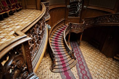 Lviv, Ukrayna - 8 Ocak 2017: Kraliyet Sarayı ahşap tasarımı ile