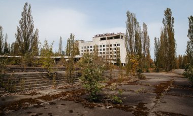 Hotel Chernobyl City, Ukrayna Polissya. Abadoned şehir. 