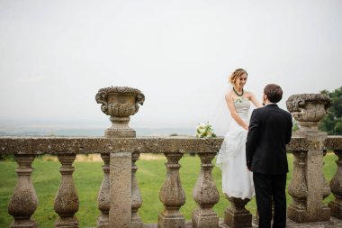 Onların mutlu düğün günü arka plan eski sevgi dolu düğün çifte 