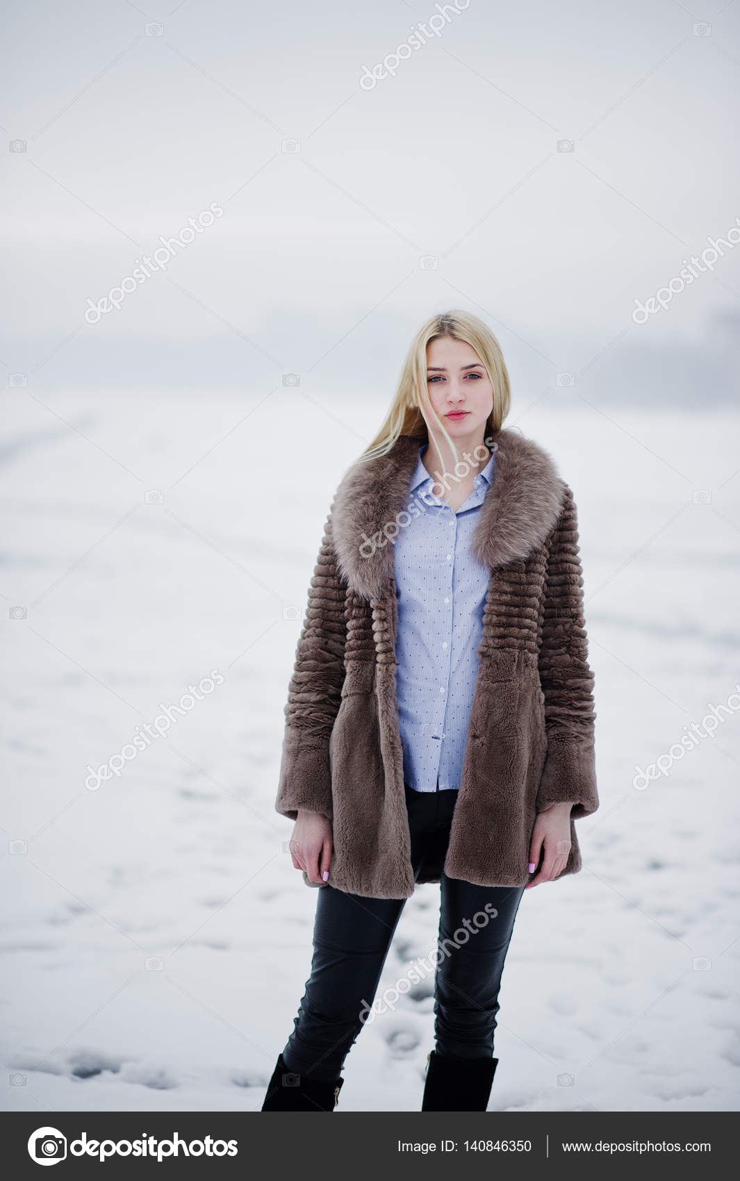 Девушка пальто меха Девушка пальто меха