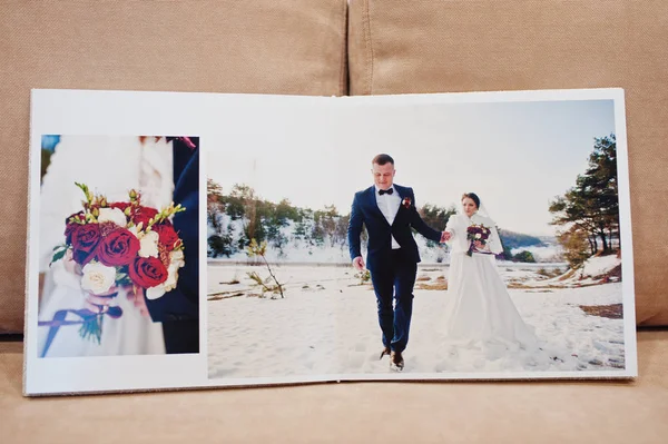 Páginas de álbum de casamento elegante e livro de fotos . — Fotografia de Stock