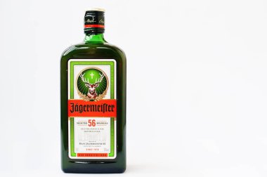 Hai, Ukrayna -14 Mart 2017: Jagermeister Alman digestif yapılan w
