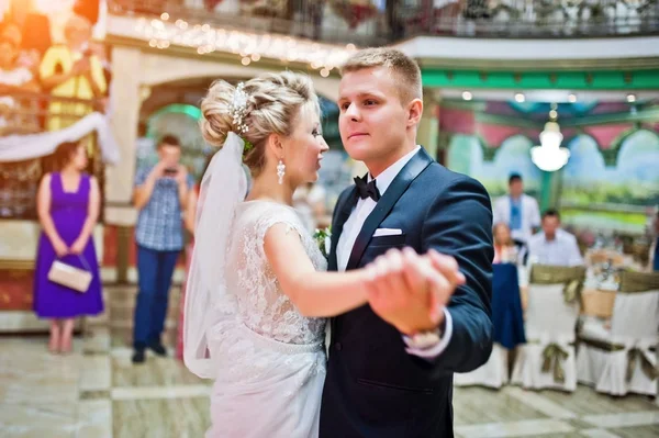 First wedding dance of gorgeous wedding couple.