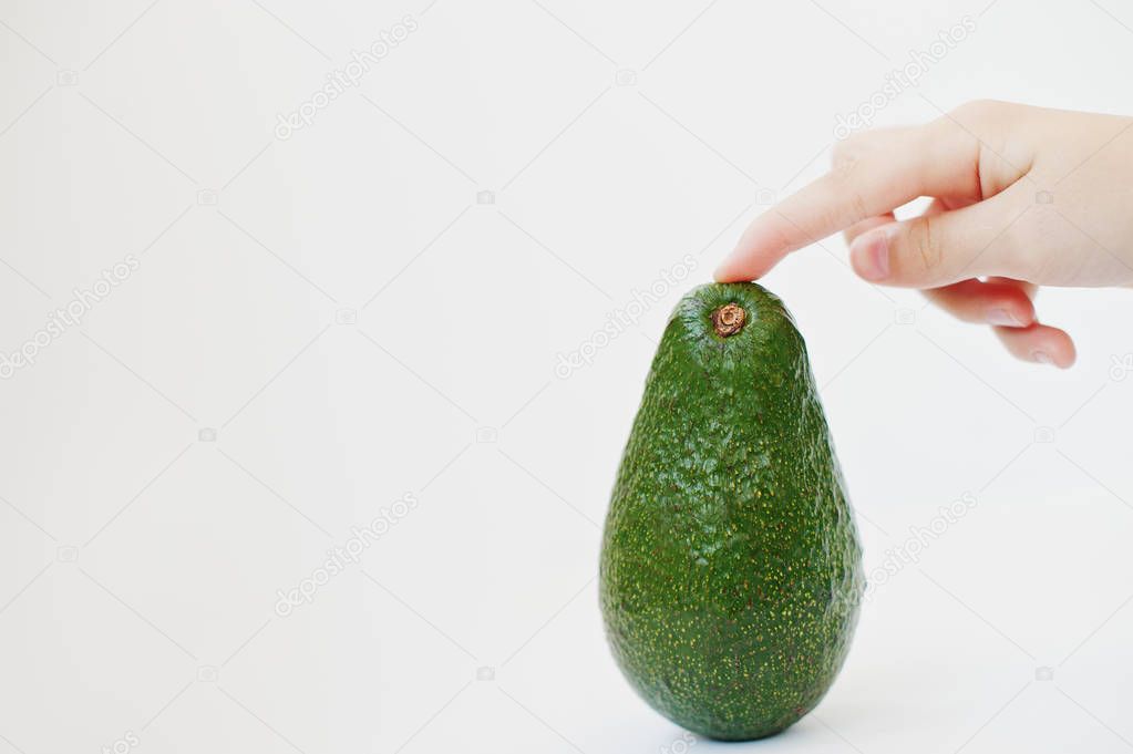 Exotic fruit avocado or alligator pear isolated on white backgro
