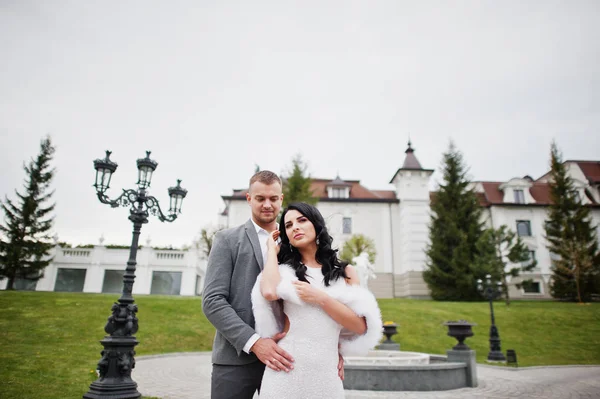 Young fashionable lovely couple at wedding anniversary and marri — Stock Photo, Image