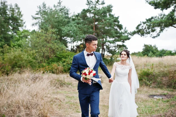 Recién casados disfrutan de la compañía del otro en un hermoso país —  Fotos de Stock