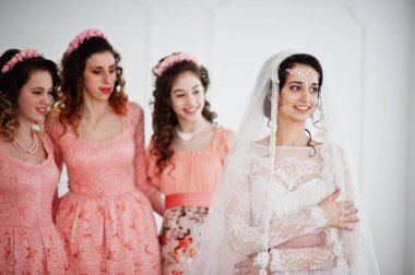 Harika gelin gelinlik yararlı güzel brid ile poz