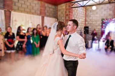 İlk düğün dansları ile ağır smok dans düğün çifti