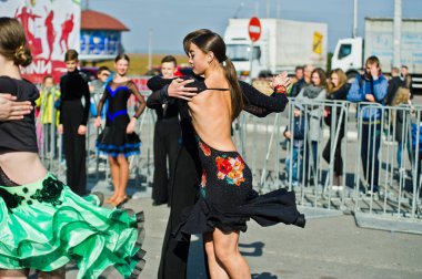 Ternopil, Ukrayna - 1 Ekim 2017: balo salonu dans çocuklara Po