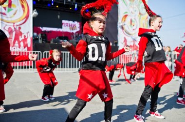 Ternopil, Ukrayna - 1 Ekim 2017: Modern dans çocuklar Podoly