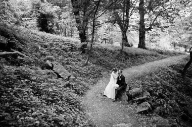 Bir tur kocasının ormanın içinde oturan muhteşem gelin 