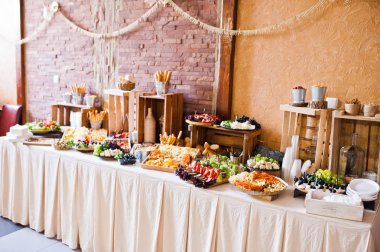 Çok renkli snacks farklı düğün bu çok çeşitli