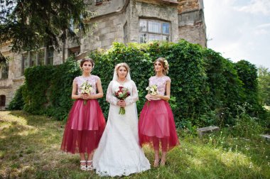 Mutlu gelin ve düğün d eğlenmeye giden nedime