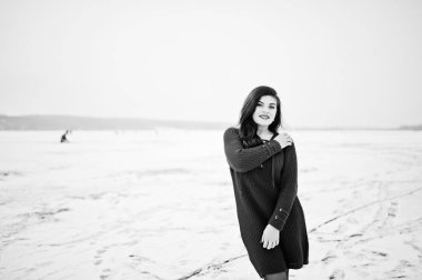 Kırmızı kış da da donmuş gölün karşı esmer artı boyutu modeli