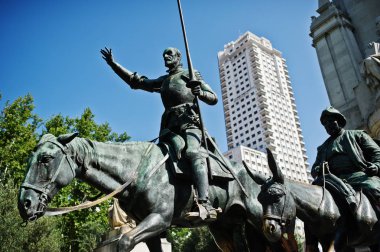Madrid, İspanya - 24 Ağustos, 2017: Miguel de Cervantes için anıt