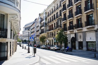Madrid, İspanya - 24 Ağustos, 2017: binalarda Madrid sokaklarında,.