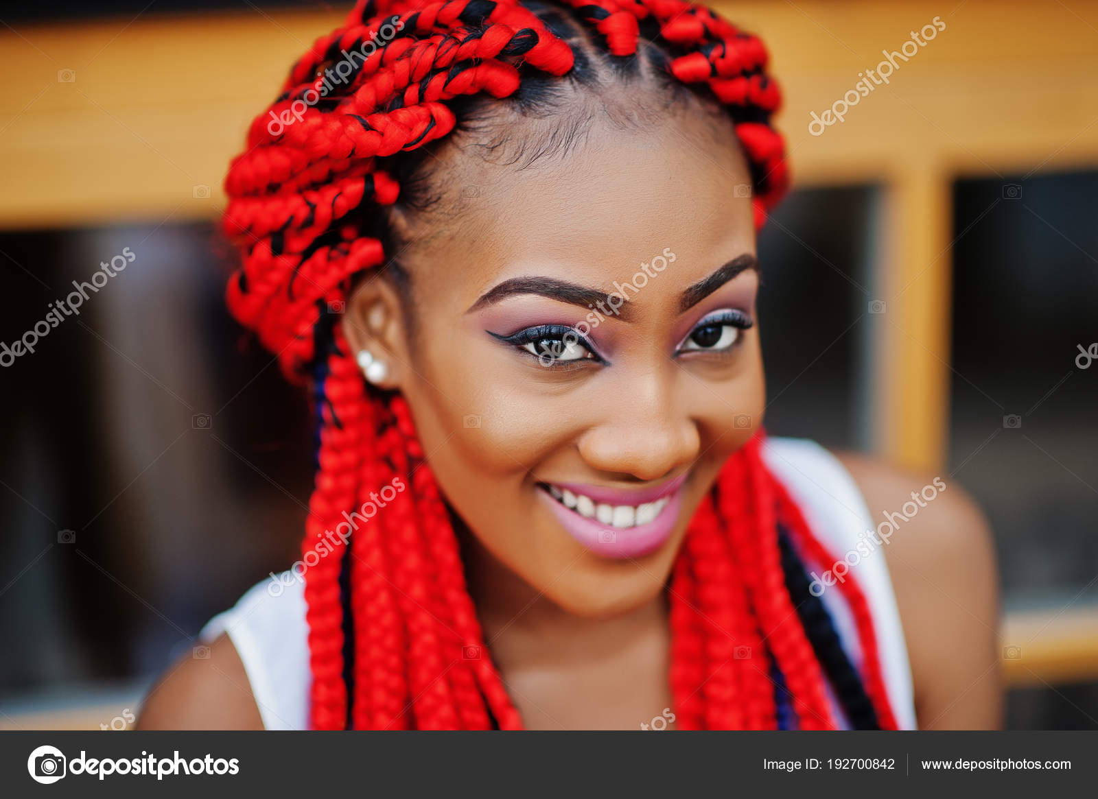 Fashionable African American Girl At Pink Pants And Red