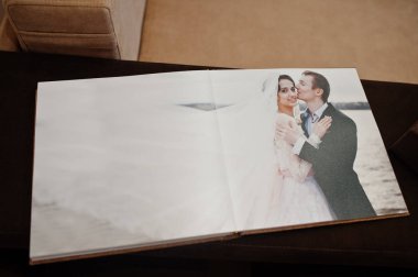 Open pages of wedding book or album. clipart