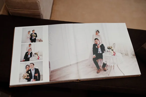 Open pages of wedding book or album.