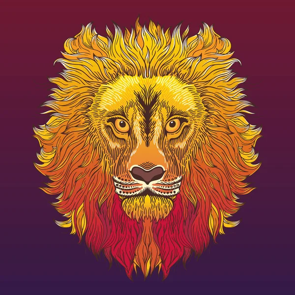 Lion head. Vector illustration in ethnic style. — Stock Vector