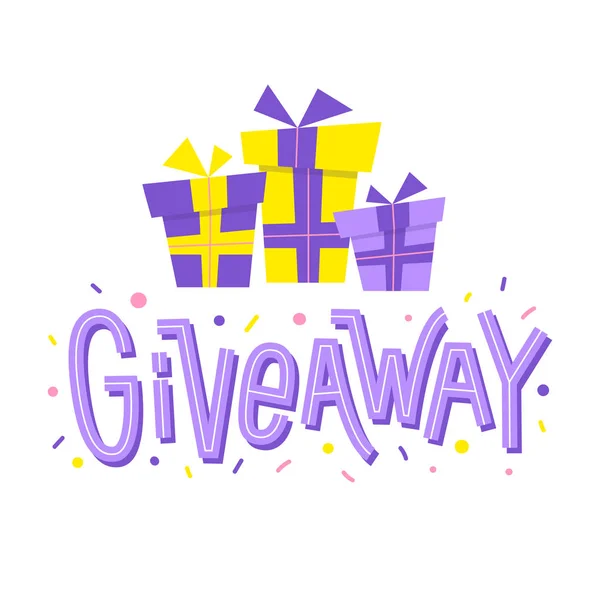 Hediye. Çizgi film hediyeli sosyal medya afişi. Yarışma tanıtımı kavramı. 