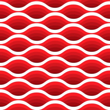 Kırmızı dalga pürüzsüz desen. Üç boyutlu efektli soyut arkaplan. Vektör illüstrasyonu.