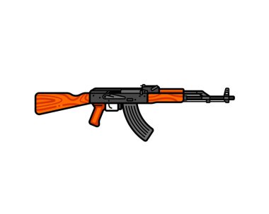Kalaşnikov taarruz hattı ikonu. AK-47 vektör düz çizim. Efsanevi Rus otomatik silahı..