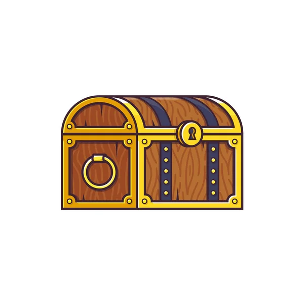 ラインスタイルで宝箱イラスト。海賊の木箱だ。ベクトルアイコン. — ストックベクタ