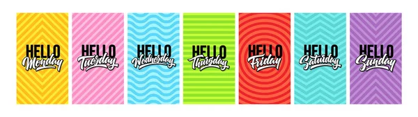 Merhaba haftanın 7 günü masal anlatmak için. Sosyal medya için renkli bir kavram. Çok Renkli Hikaye Koleksiyonu.