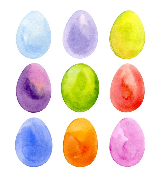Easter eggs set watercolor template for design. Watercolour illustration for Easter holidays design on white background. — Stock Vector